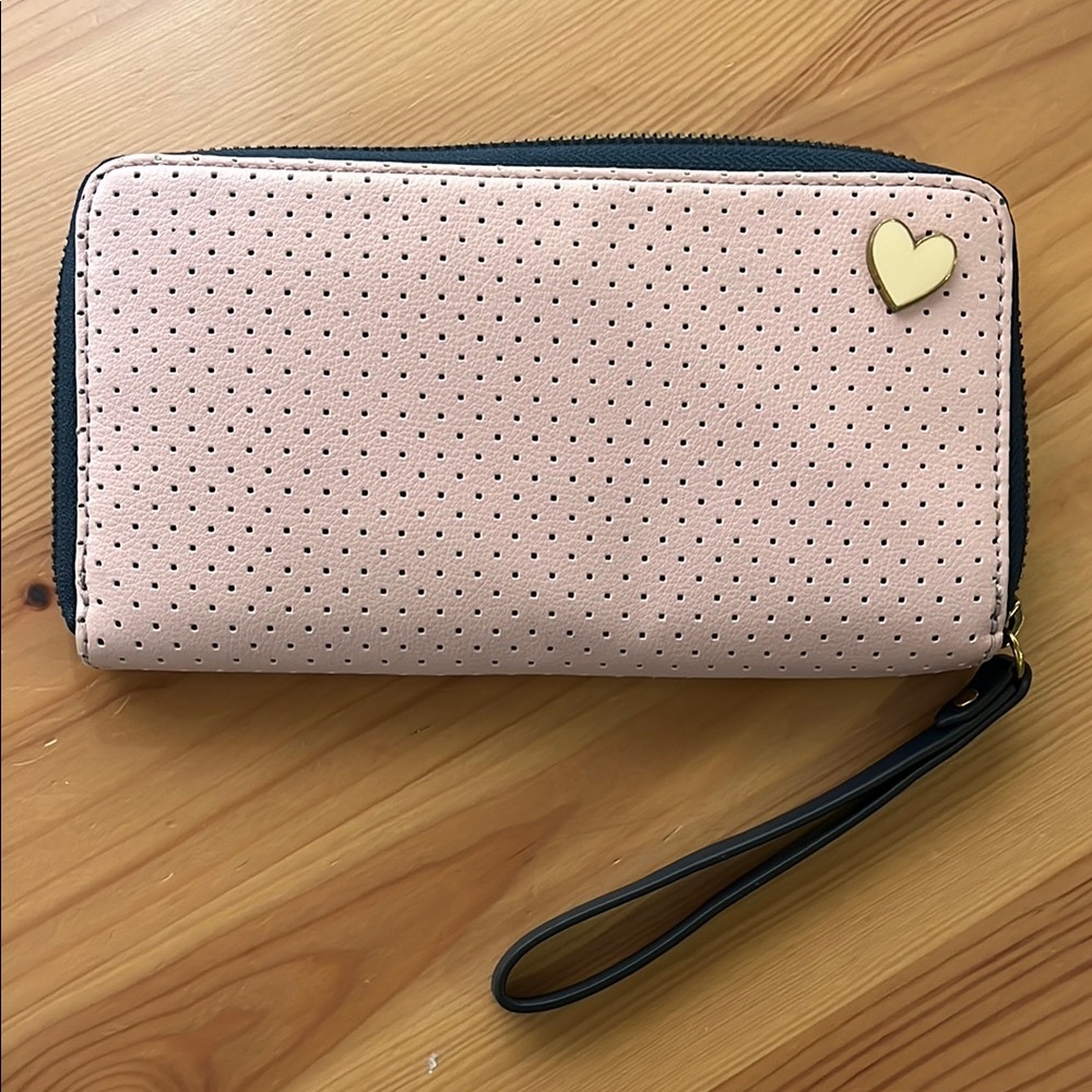 Fossil Pink Wristlet Wallet Leather Minimalist